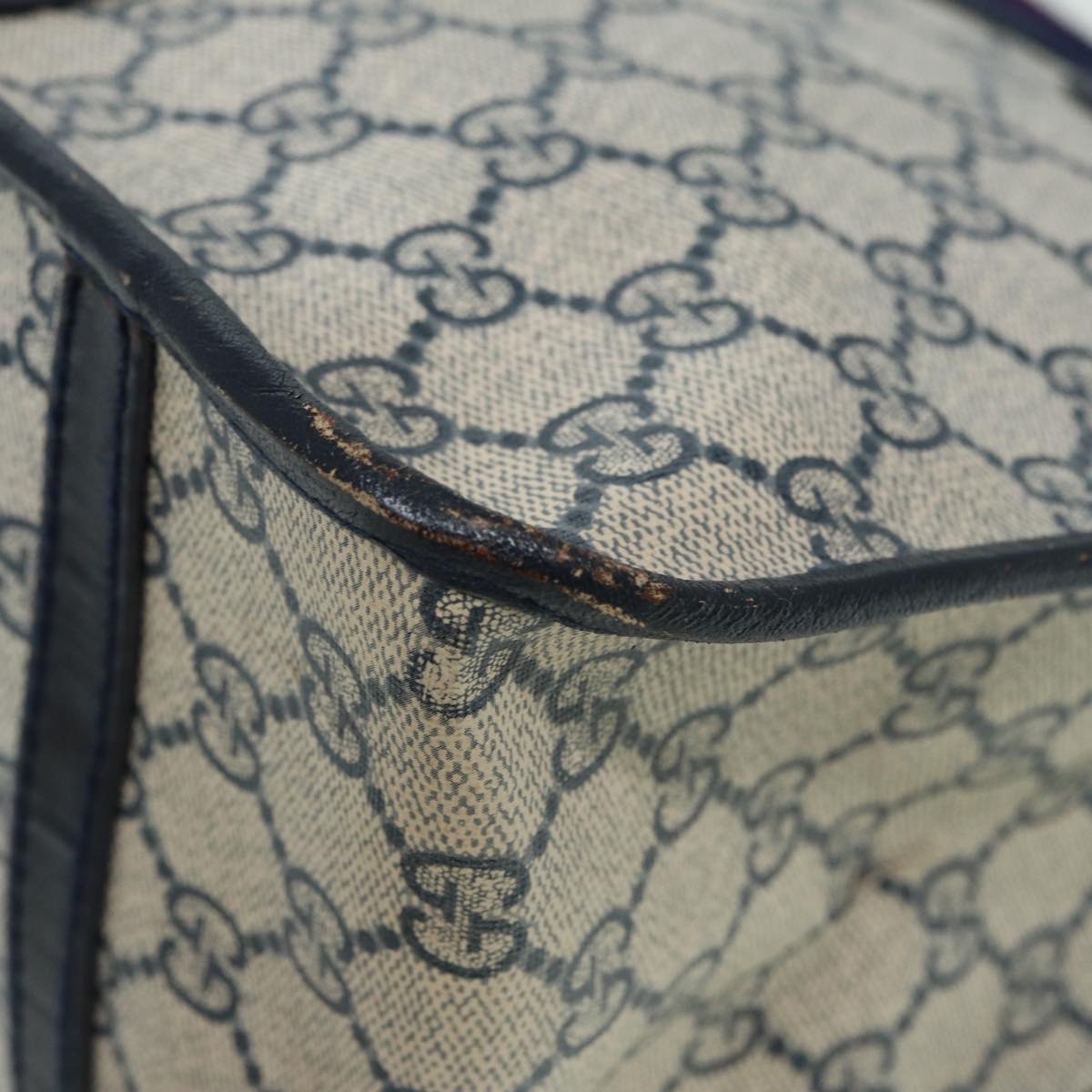 GUCCI GG Canvas Sherry Line Hand Bag PVC Leather Navy fm3583