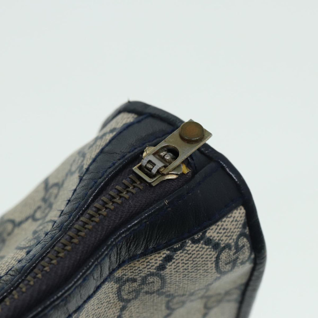 GUCCI GG Canvas Sherry Line Hand Bag PVC Leather Navy fm3583