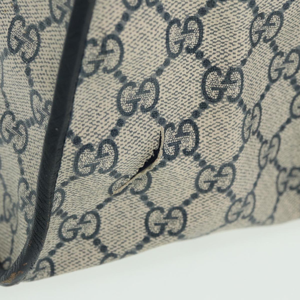 GUCCI GG Canvas Sherry Line Hand Bag PVC Leather Navy fm3583