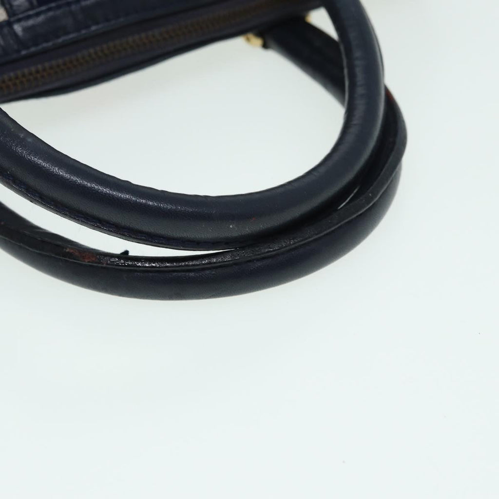 GUCCI GG Canvas Sherry Line Hand Bag PVC Leather Navy fm3583