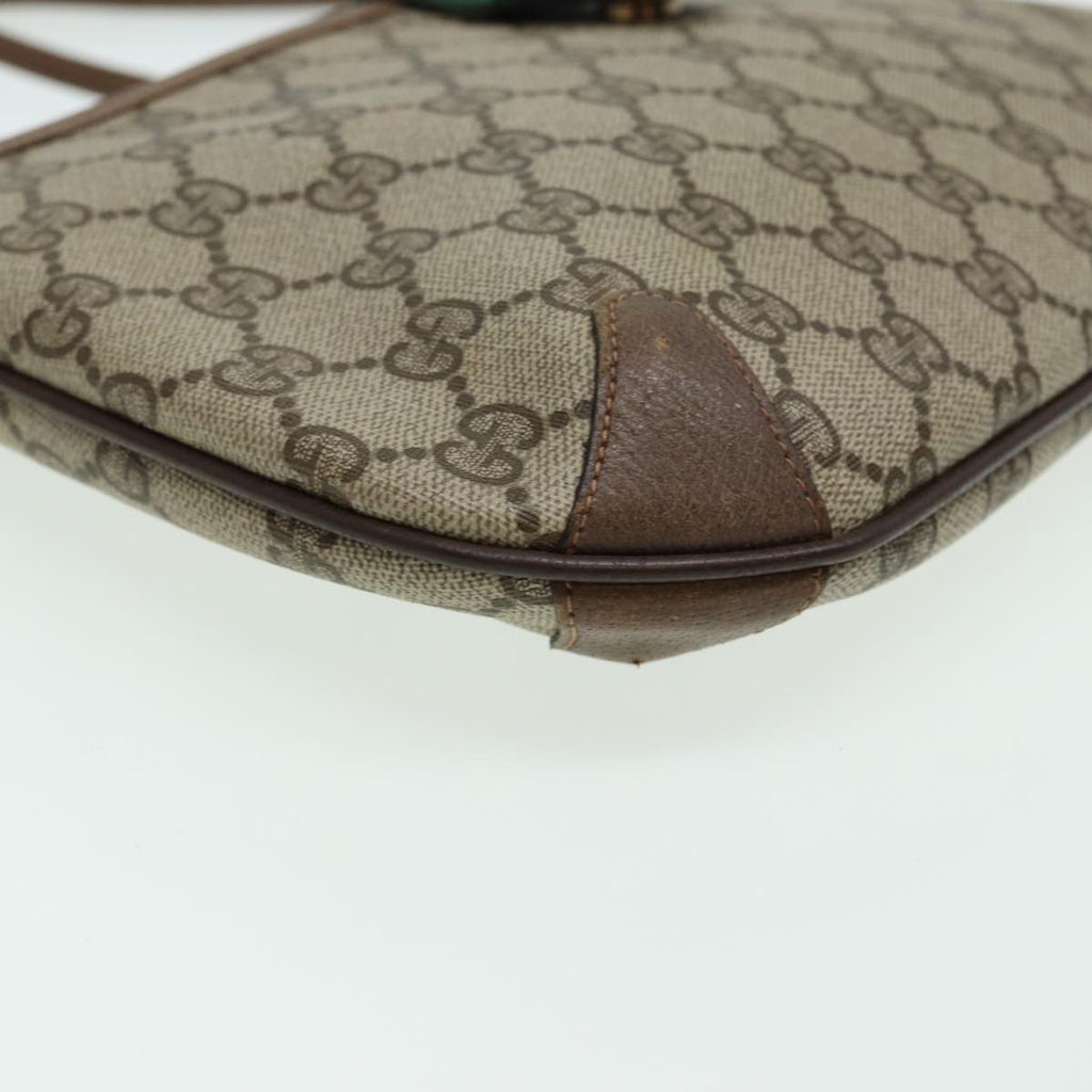 GUCCI GG Canvas Web Sherry Line Shoulder Bag PVC Leather Beige Green fm3586