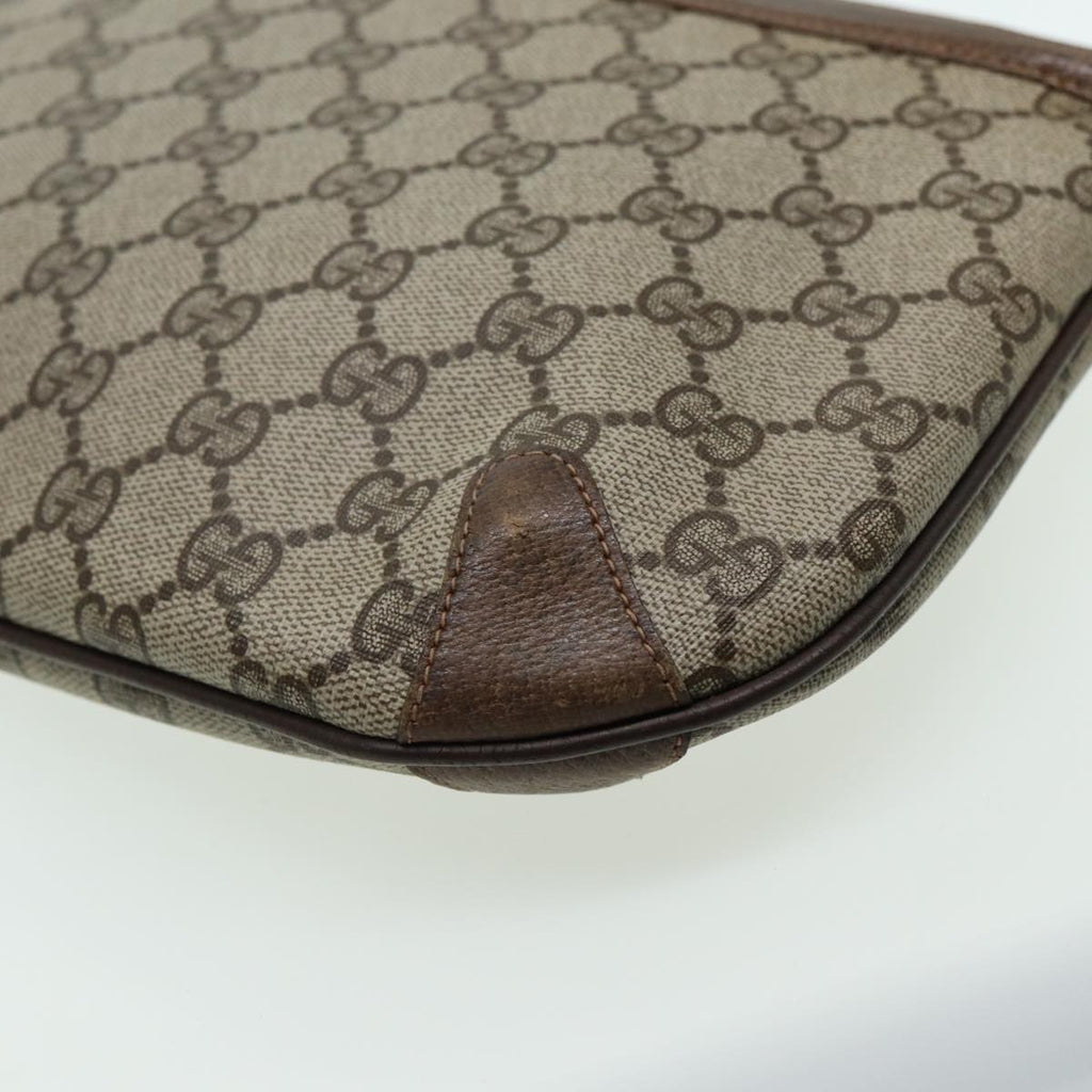 GUCCI GG Canvas Web Sherry Line Shoulder Bag PVC Leather Beige Green fm3586