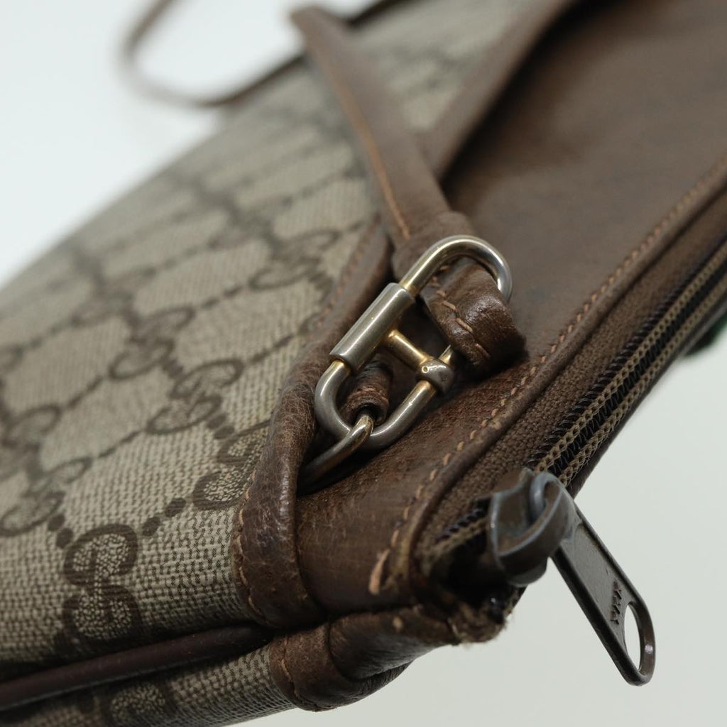 GUCCI GG Canvas Web Sherry Line Shoulder Bag PVC Leather Beige Green fm3586