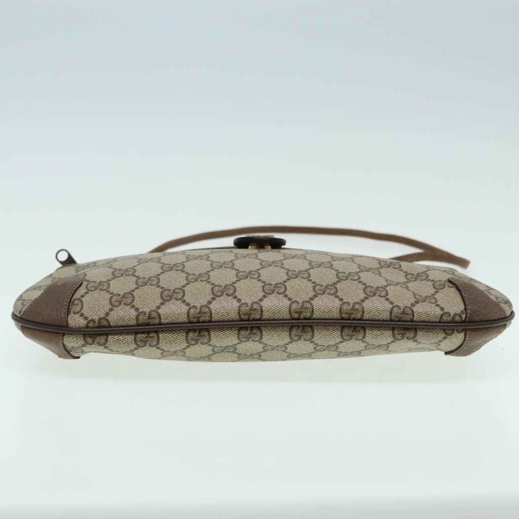 GUCCI GG Canvas Web Sherry Line Shoulder Bag PVC Leather Beige Green fm3586