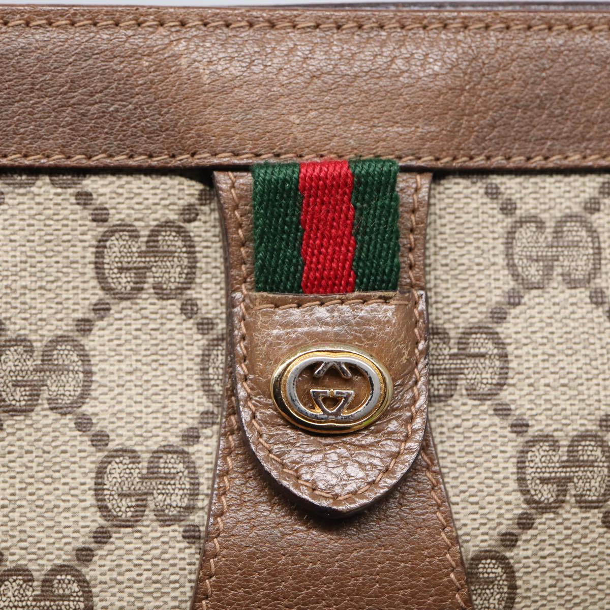 GUCCI GG Supreme Clutch Bag PVC Leather Beige 89 01 033 fm3645