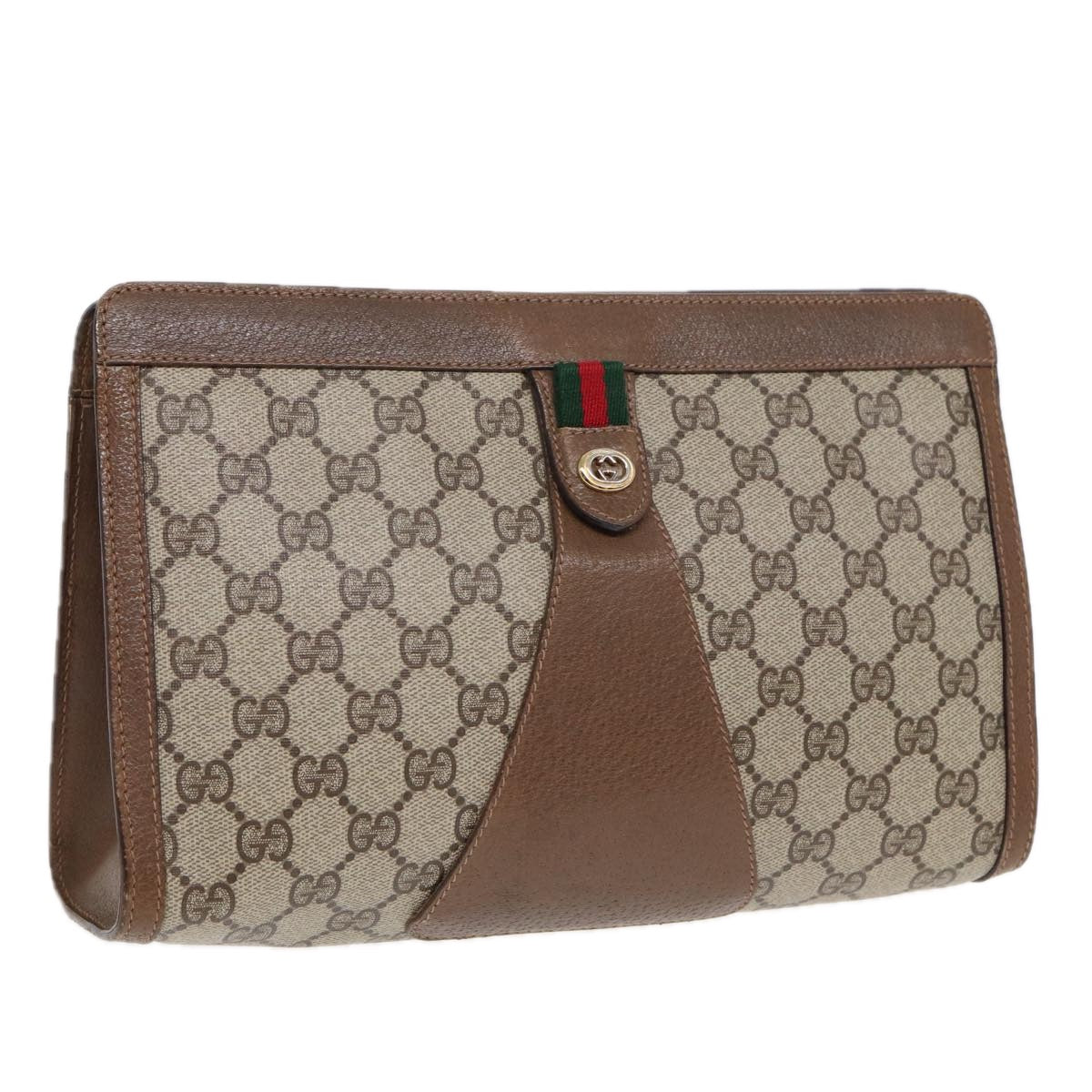 GUCCI GG Supreme Clutch Bag PVC Leather Beige 89 01 033 fm3645