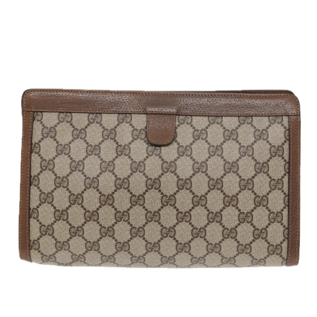 GUCCI GG Supreme Clutch Bag PVC Leather Beige 89 01 033 fm3645