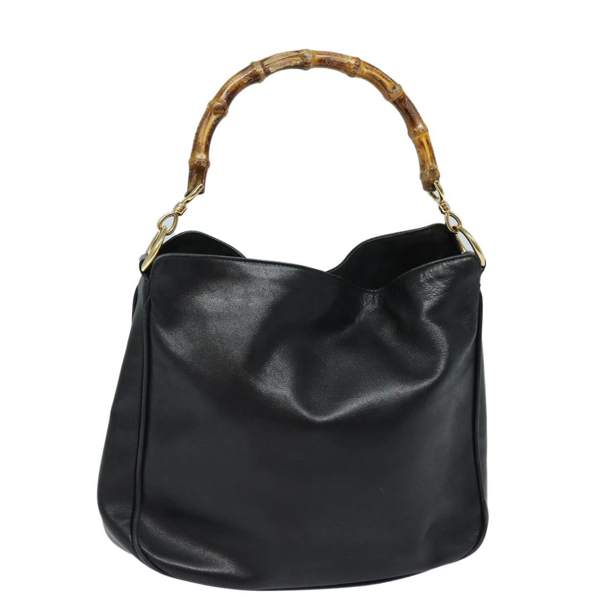GUCCI Bamboo Hand Bag Leather Black 001 1638 200047 fm3655
