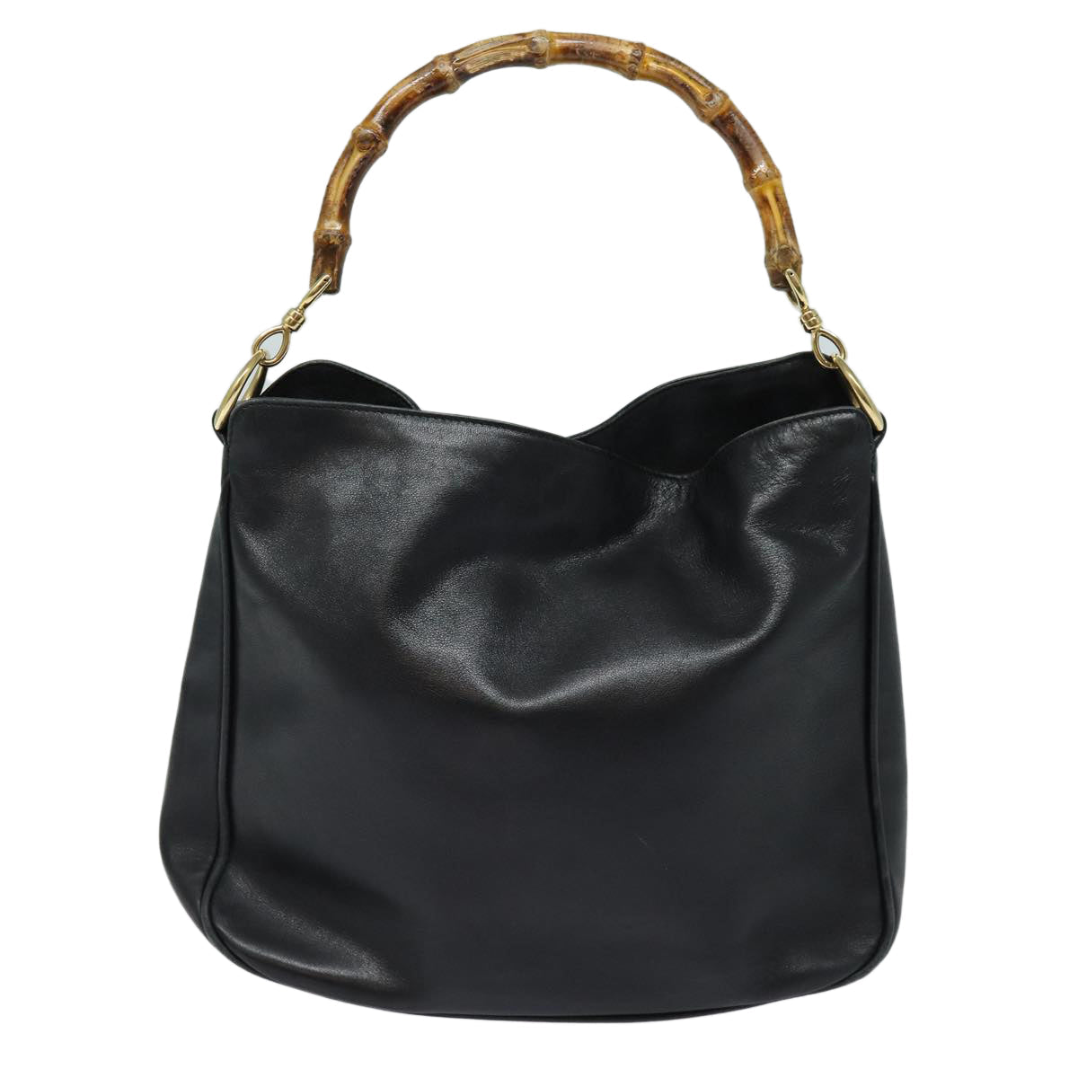 GUCCI Bamboo Hand Bag Leather Black 001 1638 200047 fm3655
