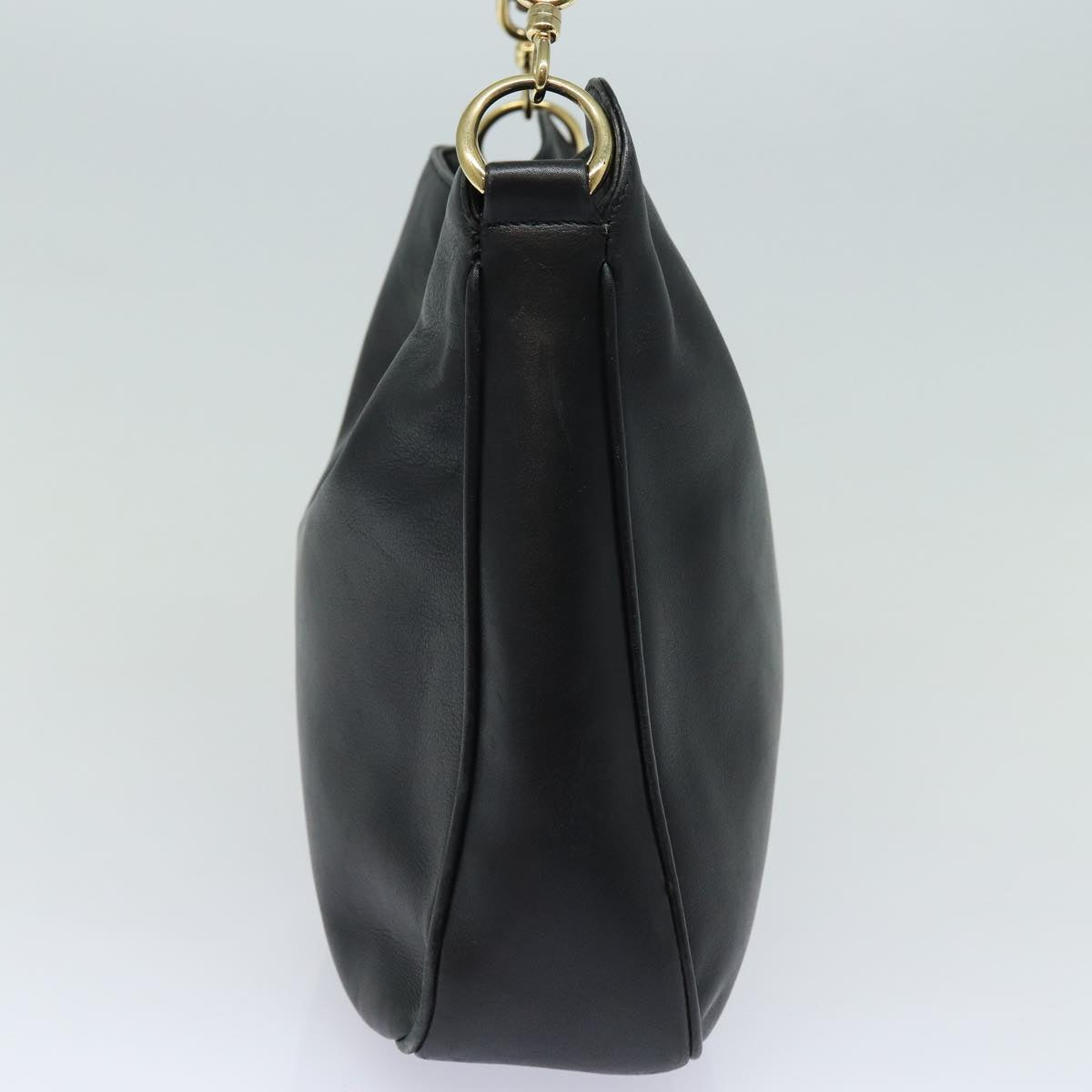 GUCCI Bamboo Hand Bag Leather Black 001 1638 200047 fm3655