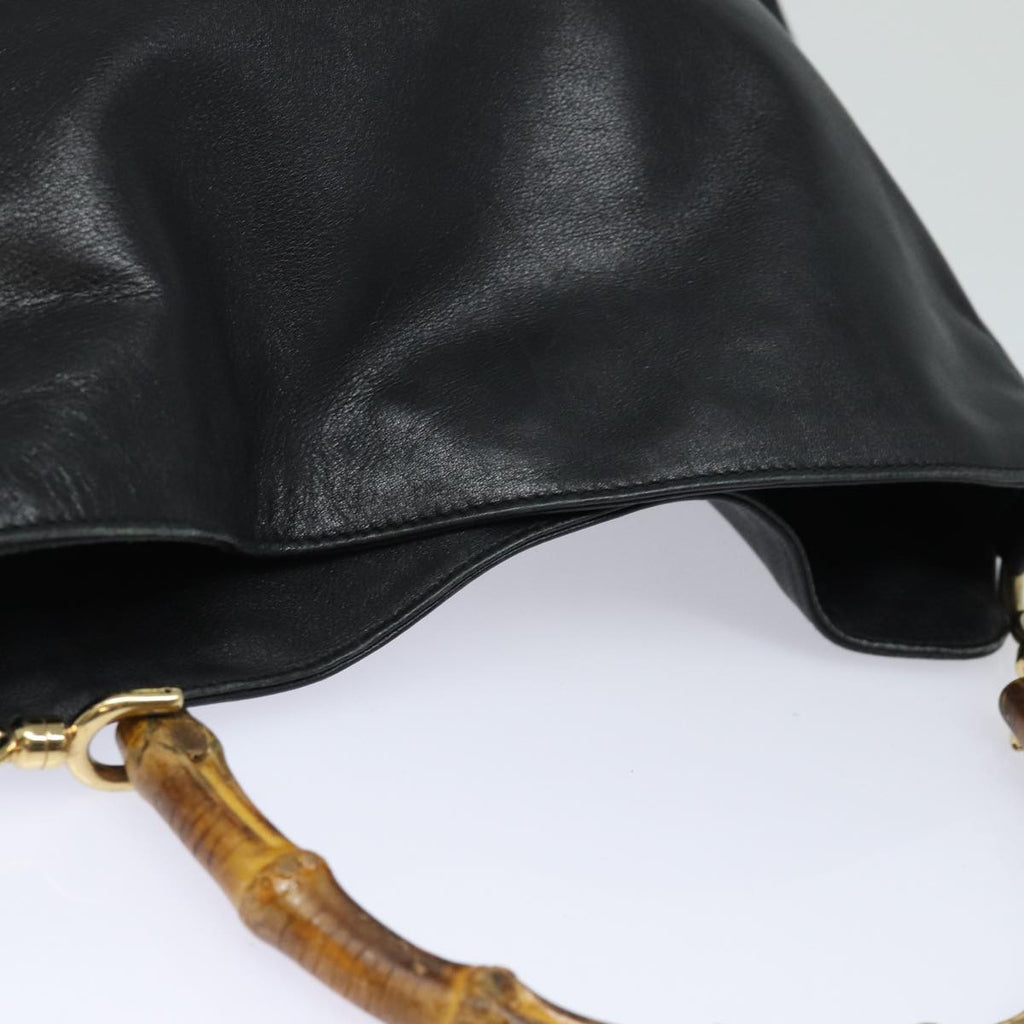 GUCCI Bamboo Hand Bag Leather Black 001 1638 200047 fm3655