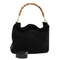 GUCCI Bamboo Shoulder Bag Suede 2way Black 001 0166 1577 fm3656