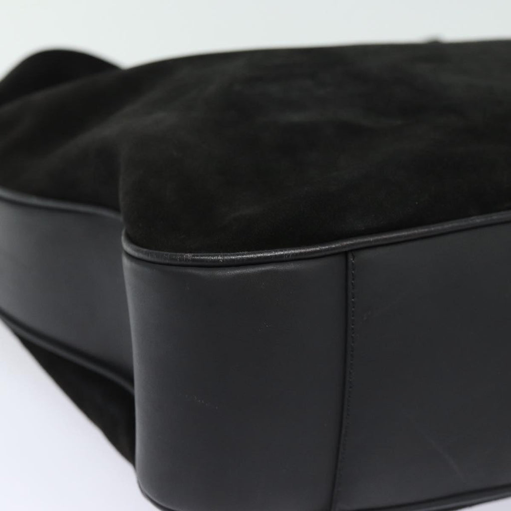 GUCCI Bamboo Shoulder Bag Suede 2way Black 001 0166 1577 fm3656