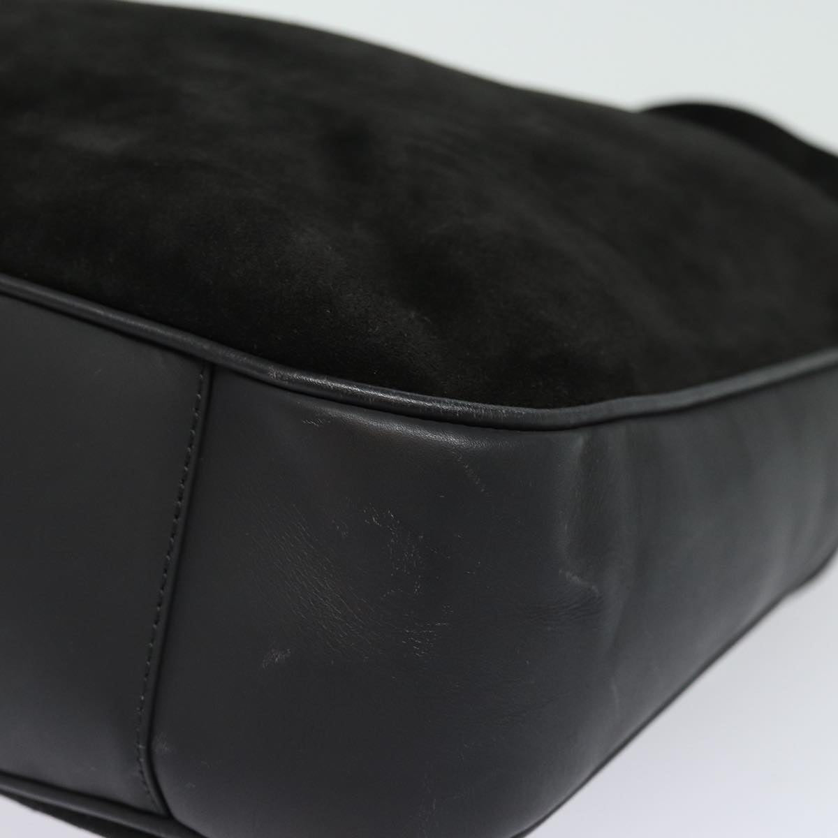 GUCCI Bamboo Shoulder Bag Suede 2way Black 001 0166 1577 fm3656