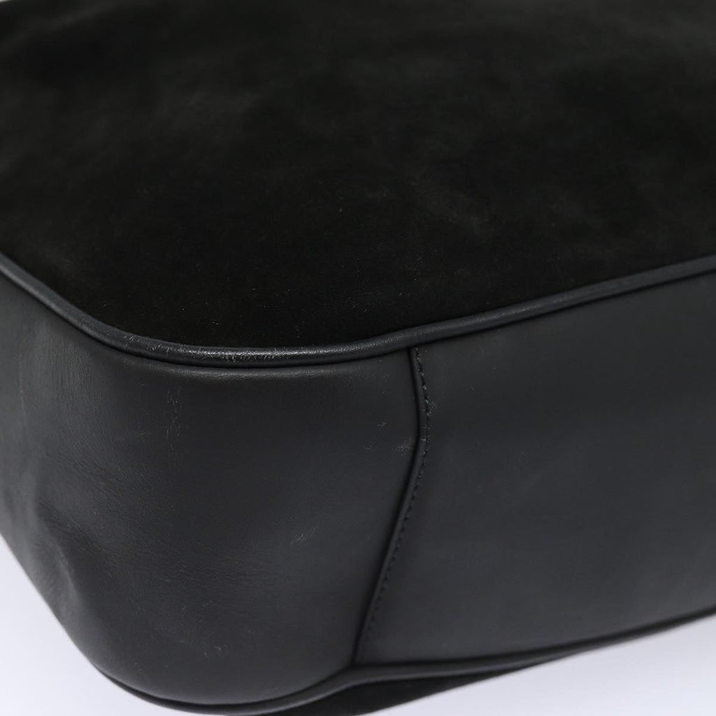 GUCCI Bamboo Shoulder Bag Suede 2way Black 001 0166 1577 fm3656