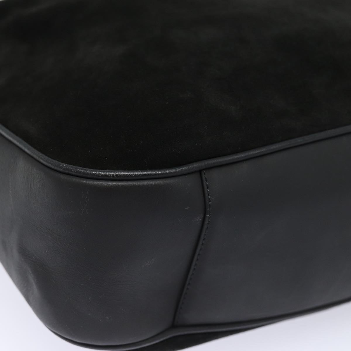 GUCCI Bamboo Shoulder Bag Suede 2way Black 001 0166 1577 fm3656