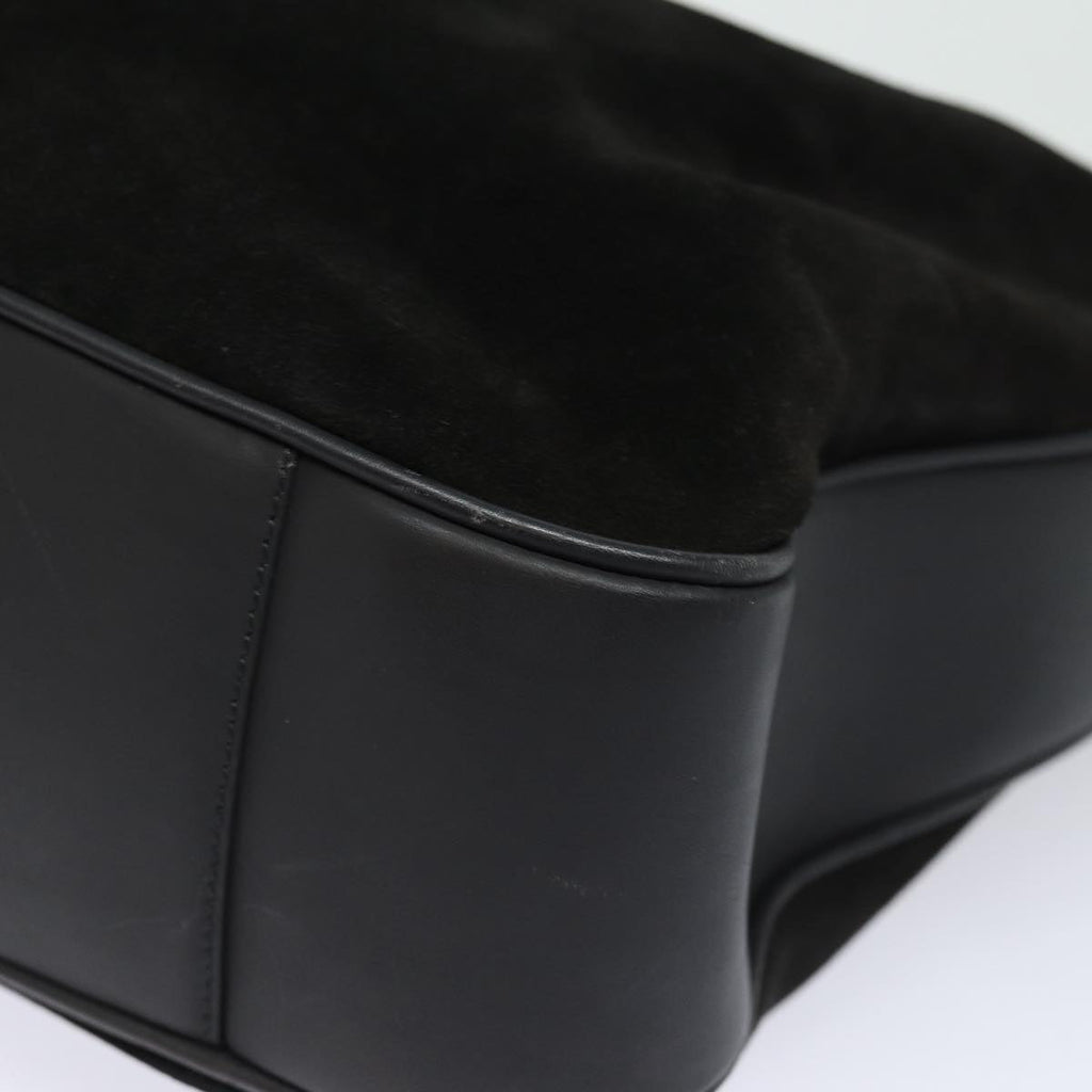 GUCCI Bamboo Shoulder Bag Suede 2way Black 001 0166 1577 fm3656
