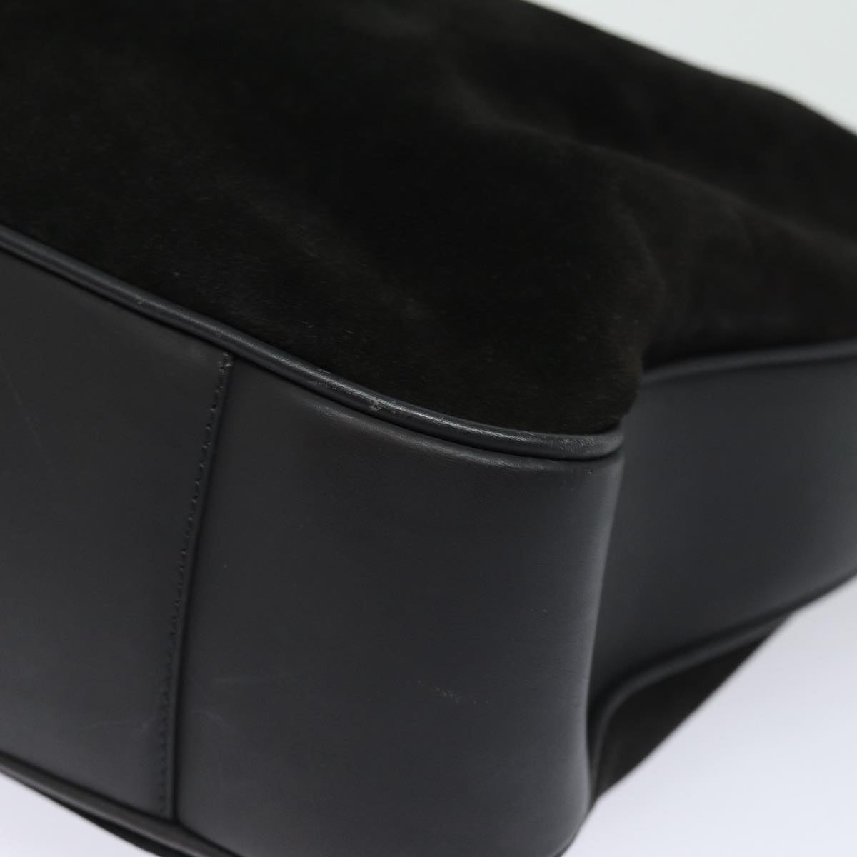 GUCCI Bamboo Shoulder Bag Suede 2way Black 001 0166 1577 fm3656