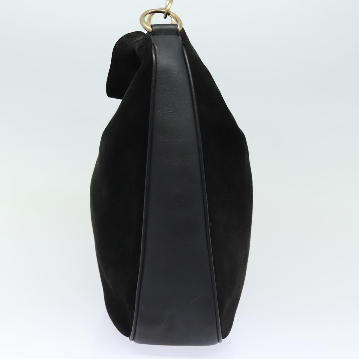 GUCCI Bamboo Shoulder Bag Suede 2way Black 001 0166 1577 fm3656