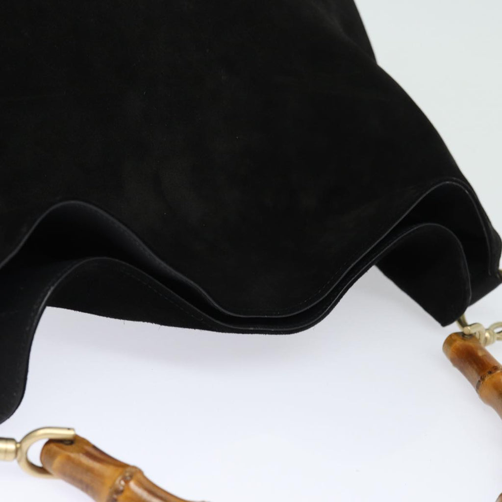 GUCCI Bamboo Shoulder Bag Suede 2way Black 001 0166 1577 fm3656