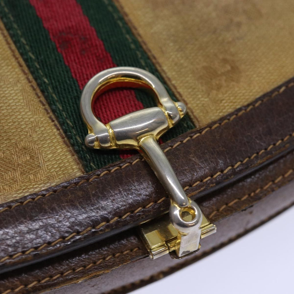 GUCCI GG Canvas Web Sherry Line Clutch Bag Beige Red Green fm3664