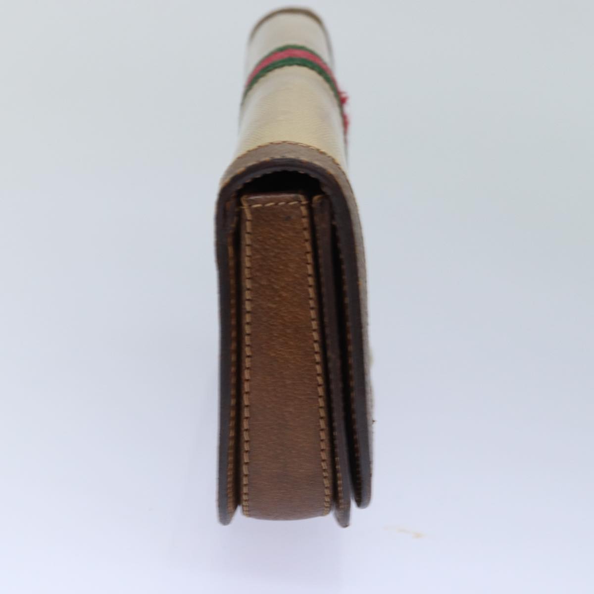 GUCCI GG Canvas Web Sherry Line Clutch Bag Beige Red Green fm3664