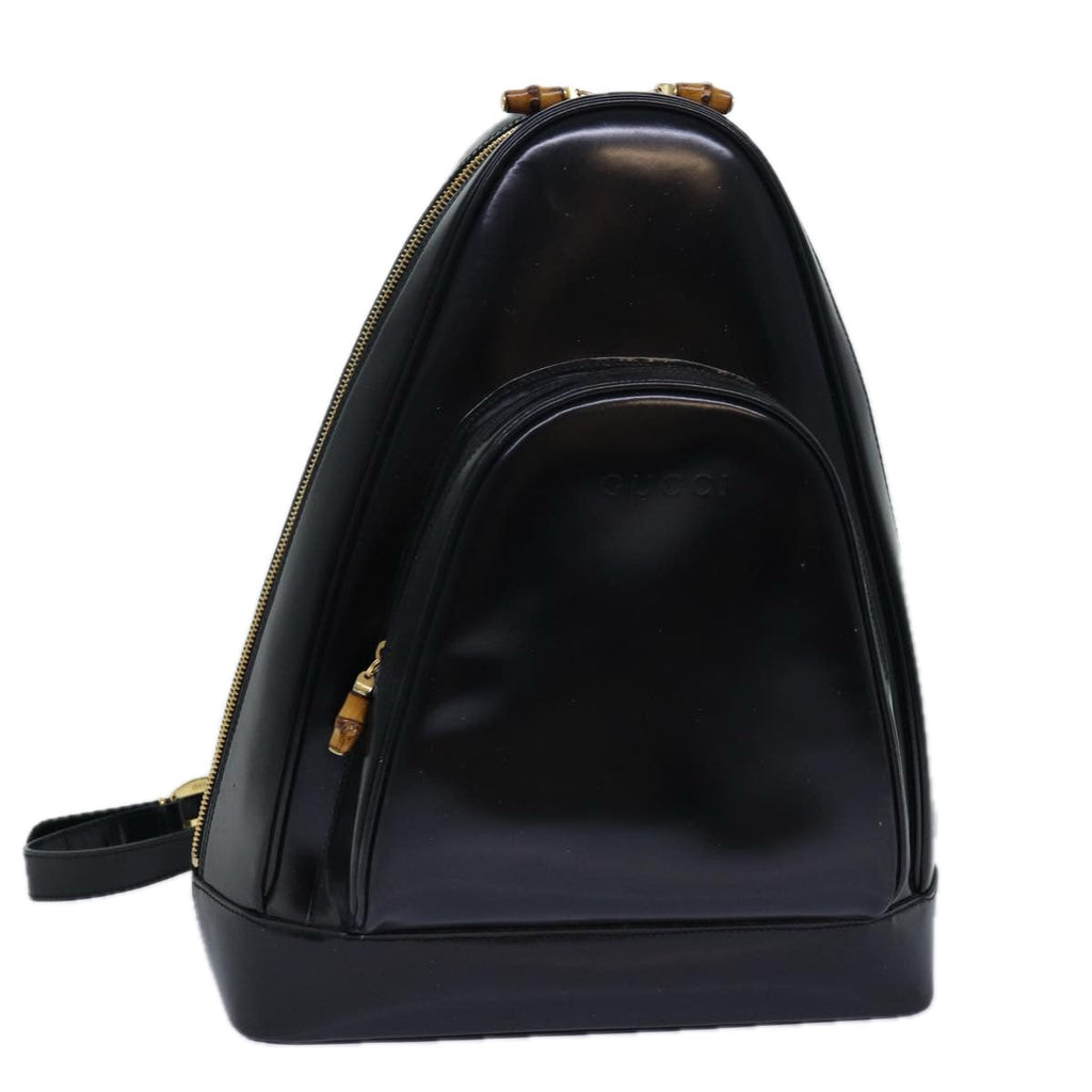 GUCCI Bamboo Body Bag Patent leather Black 003 2113 0027 fm3672