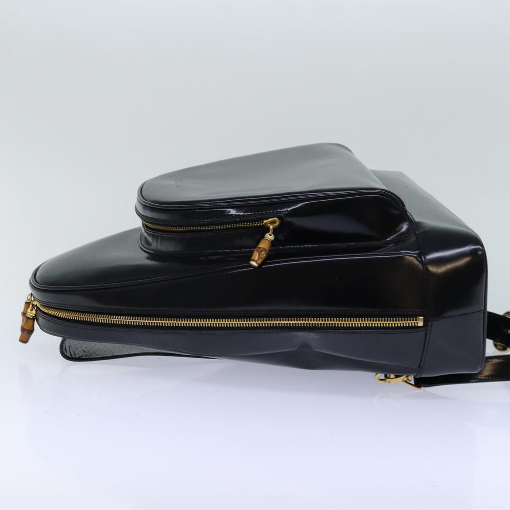 GUCCI Bamboo Body Bag Patent leather Black 003 2113 0027 fm3672