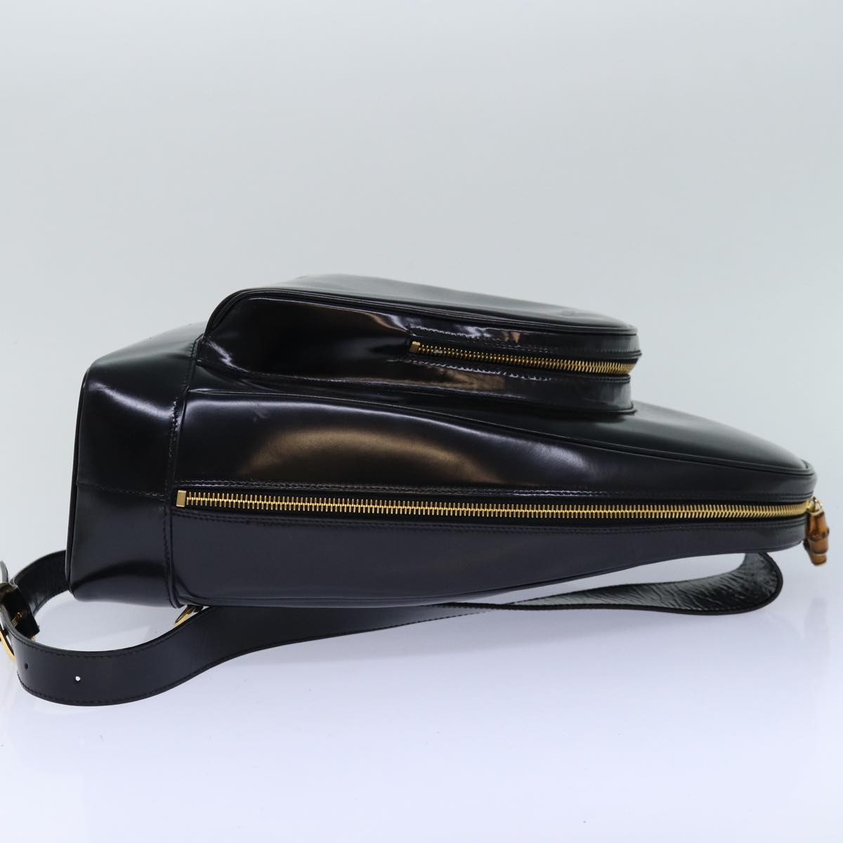 GUCCI Bamboo Body Bag Patent leather Black 003 2113 0027 fm3672