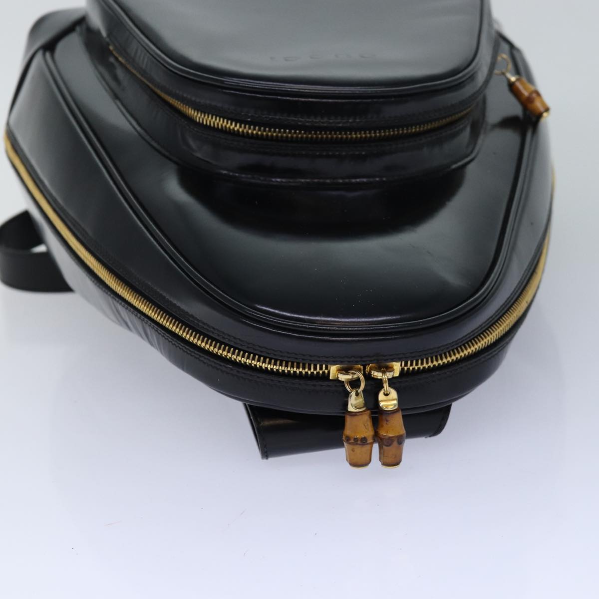 GUCCI Bamboo Body Bag Patent leather Black 003 2113 0027 fm3672