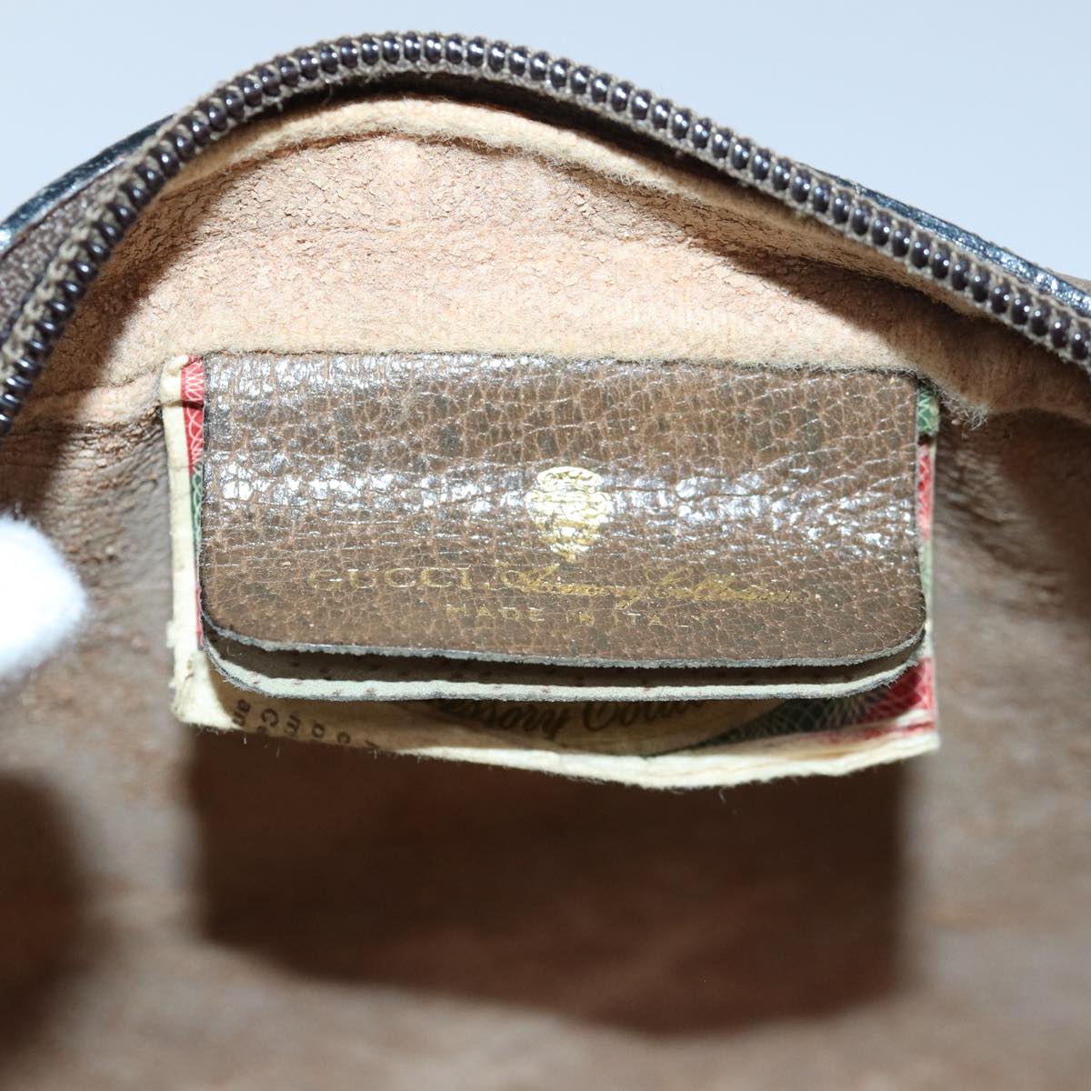 GUCCI GG Canvas Web Sherry Line Clutch Bag PVC Beige Green Red fm3694
