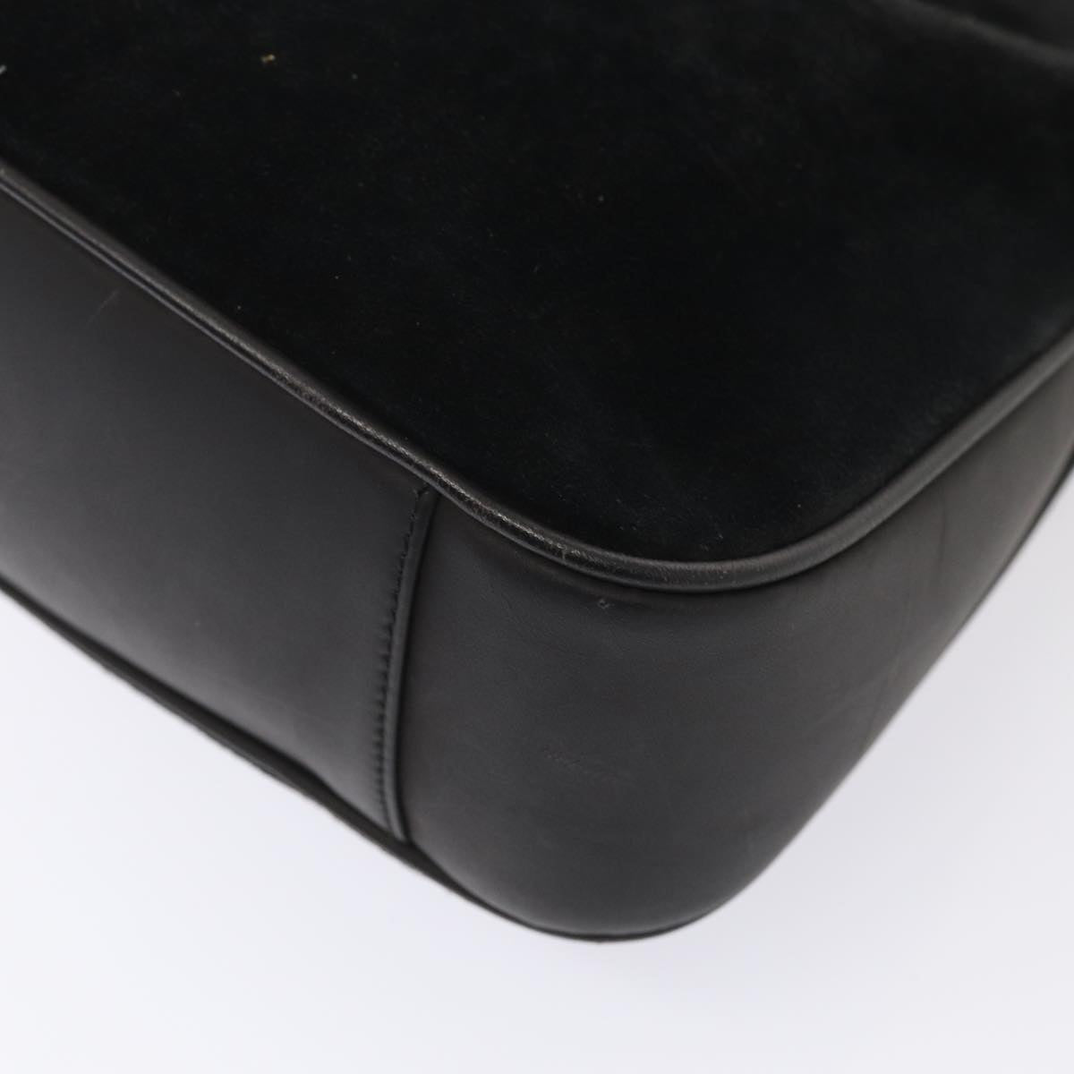 GUCCI Bamboo Hand Bag Suede 2way Black Gold 001 2058 1638 0 fm3712