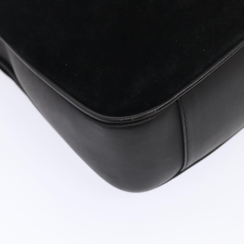 GUCCI Bamboo Hand Bag Suede 2way Black Gold 001 2058 1638 0 fm3712