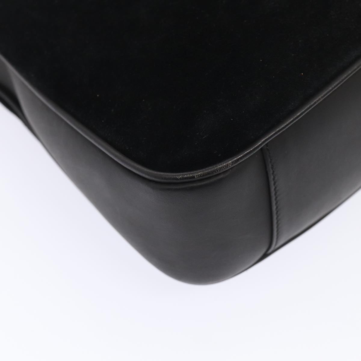 GUCCI Bamboo Hand Bag Suede 2way Black Gold 001 2058 1638 0 fm3712