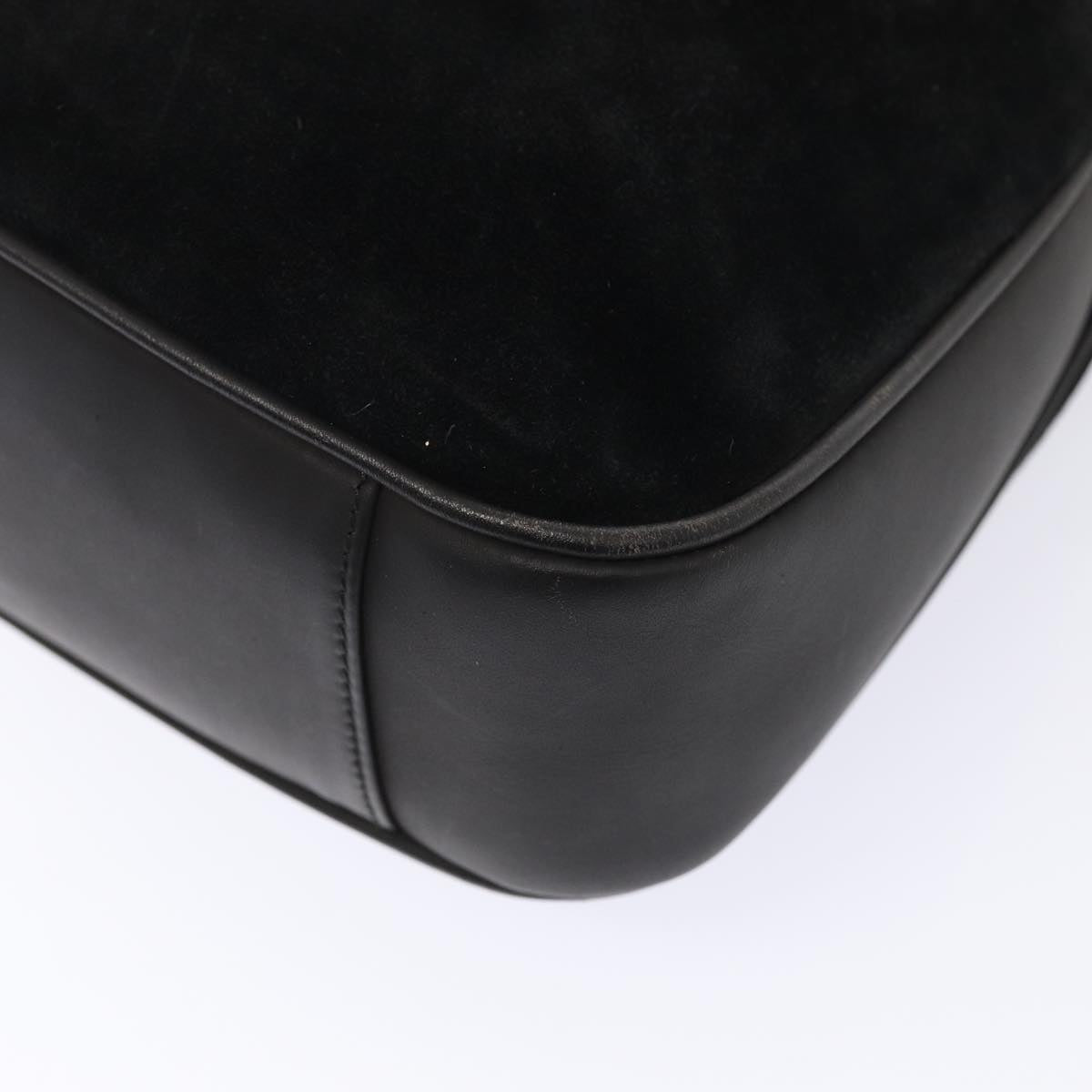 GUCCI Bamboo Hand Bag Suede 2way Black Gold 001 2058 1638 0 fm3712