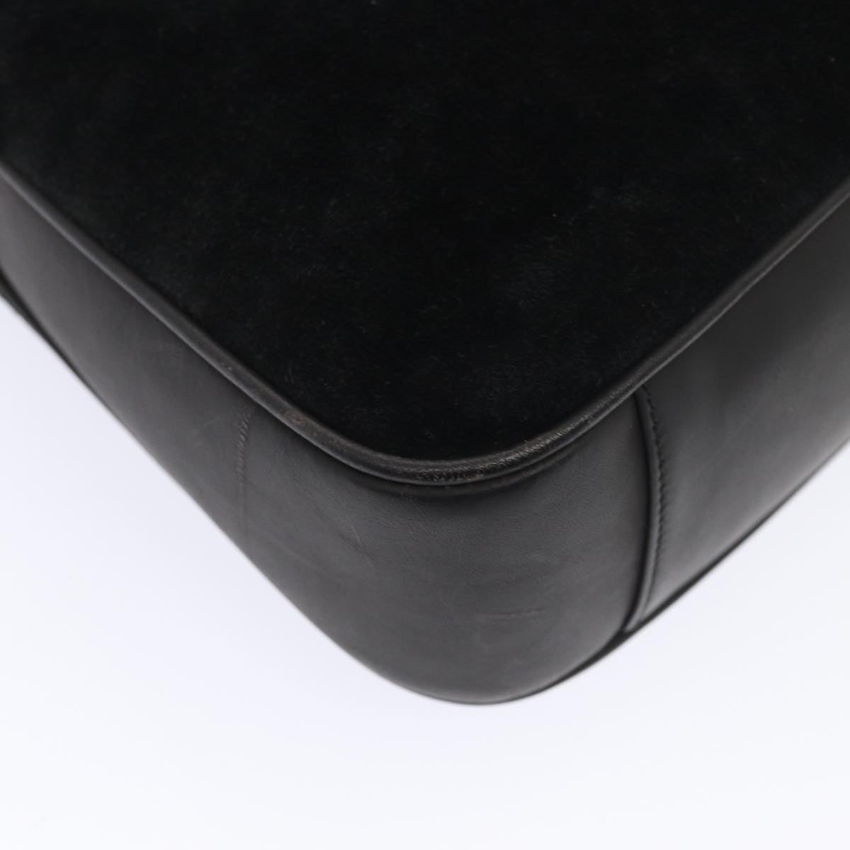 GUCCI Bamboo Hand Bag Suede 2way Black Gold 001 2058 1638 0 fm3712