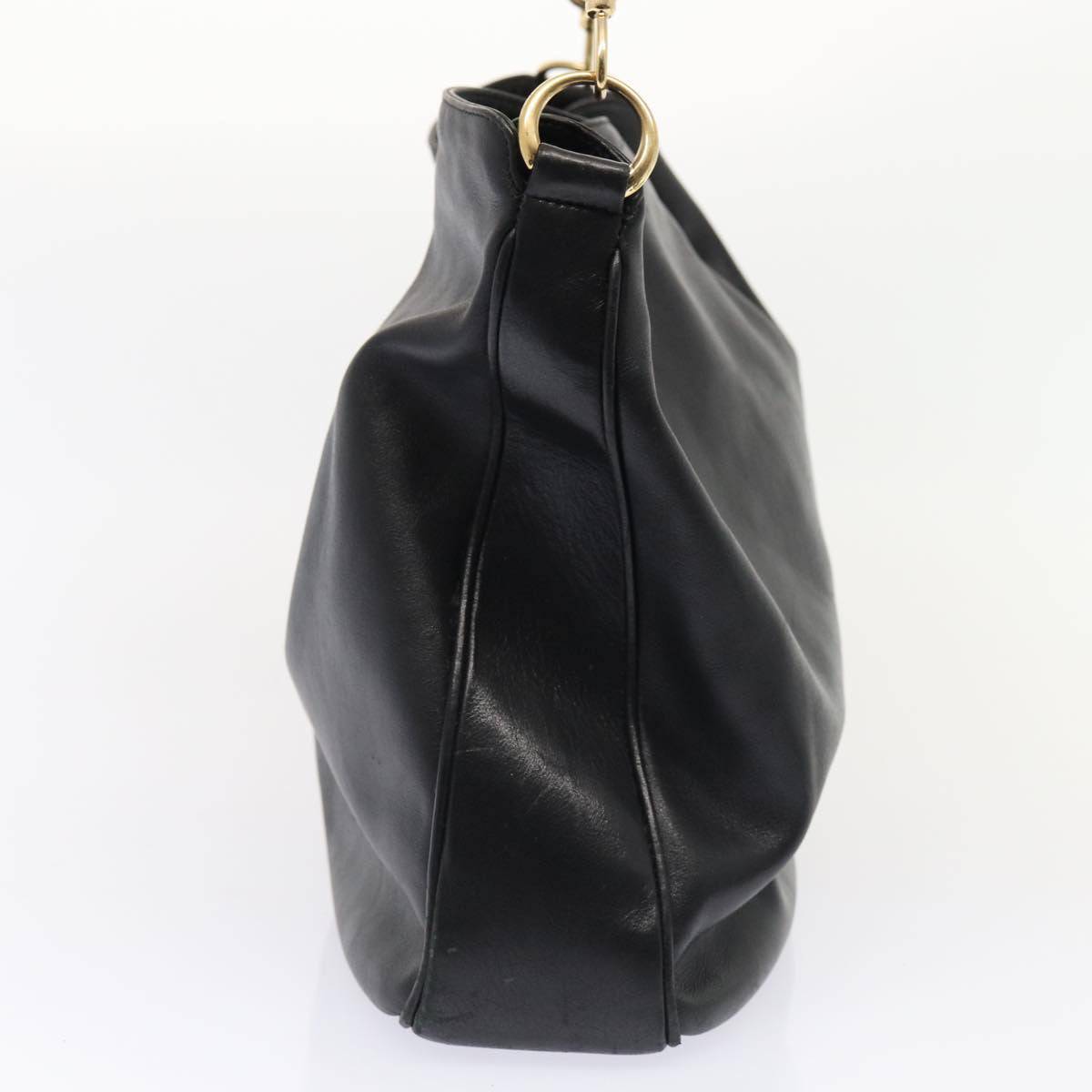 GUCCI Bamboo Shoulder Bag Leather 2way Black Gold 001 1577 200047 fm3713
