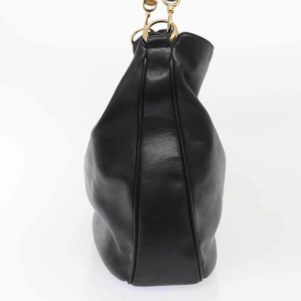 GUCCI Bamboo Shoulder Bag Leather 2way Black Gold 001 1577 200047 fm3713