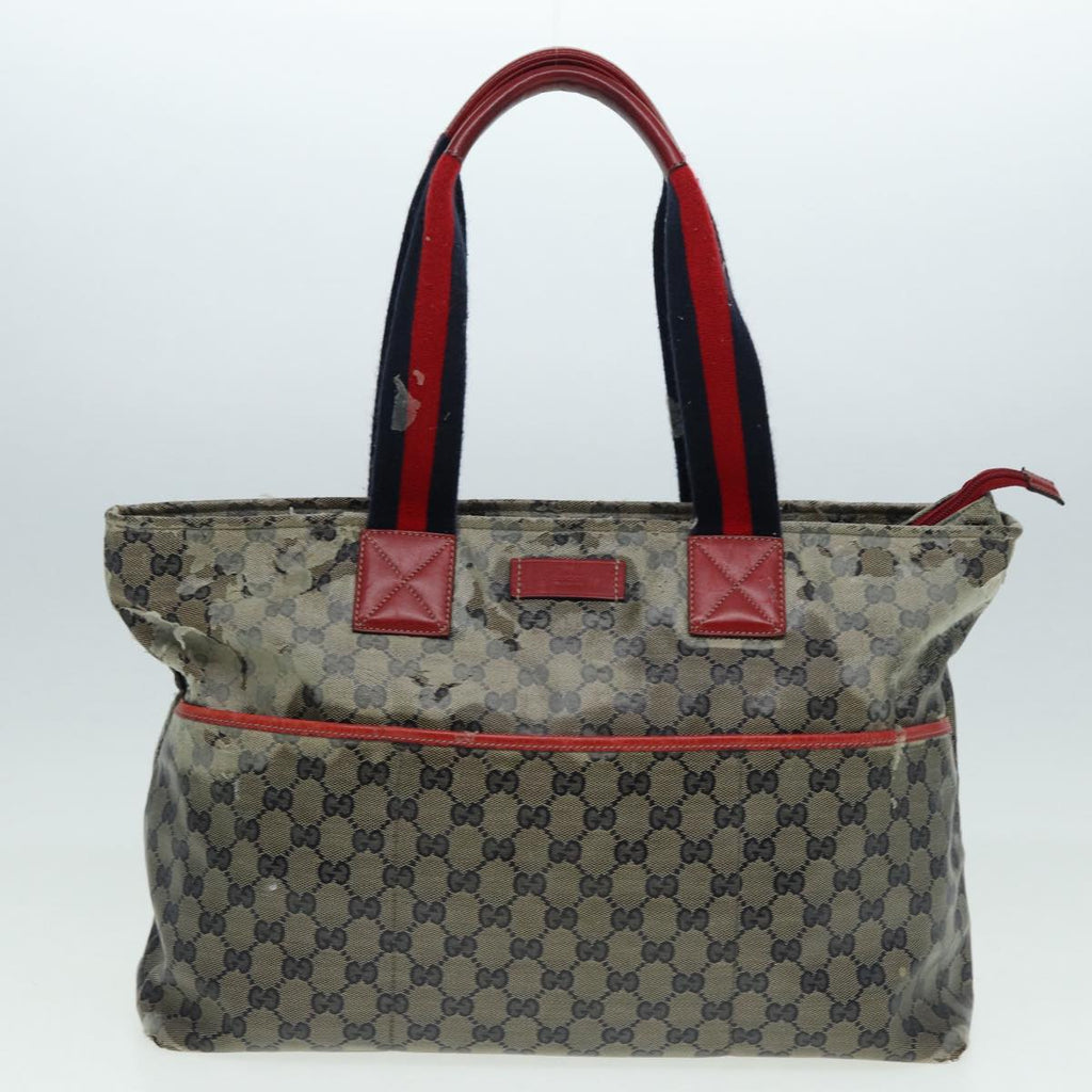 GUCCI GG Crystal Sherry Line Tote Bag 2Set Beige Red fm3716