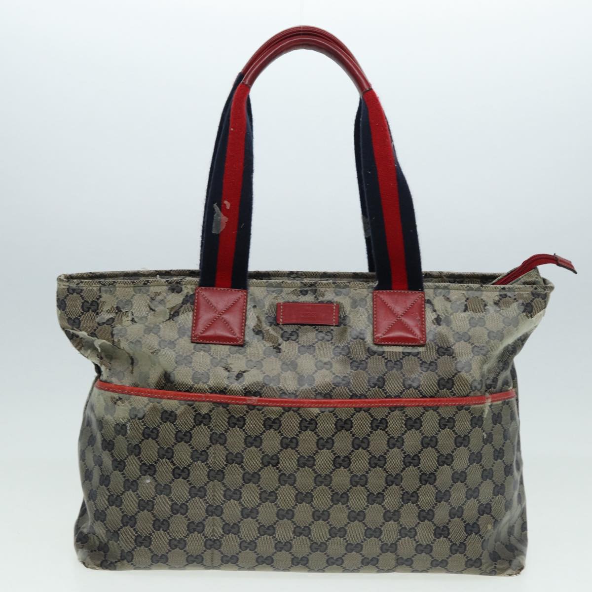 GUCCI GG Crystal Sherry Line Tote Bag 2Set Beige Red fm3716
