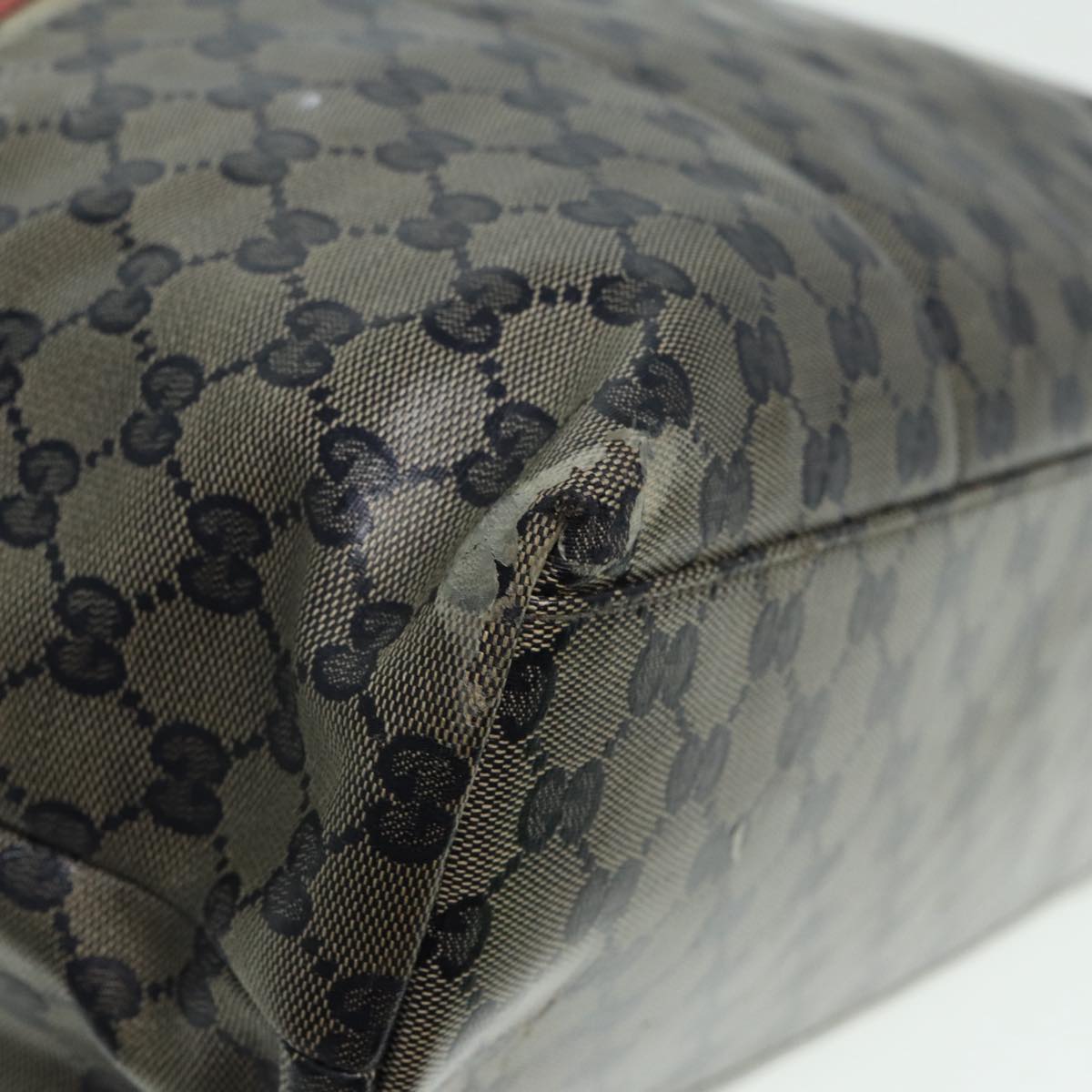 GUCCI GG Crystal Sherry Line Tote Bag 2Set Beige Red fm3716