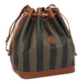 FENDI Pecan Canvas Shoulder Bag Brown Black gold fm3718