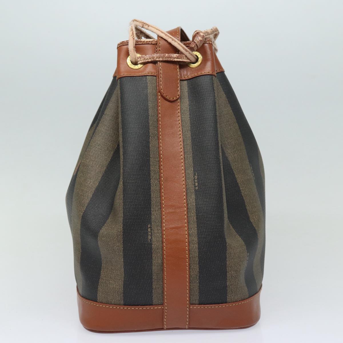 FENDI Pecan Canvas Shoulder Bag Brown Black gold fm3718