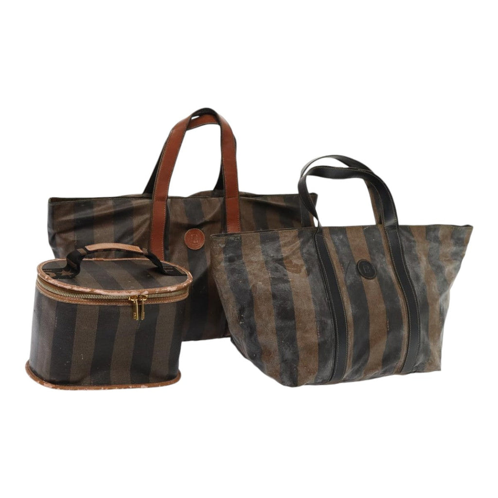 FENDI Pecan Canvas Hand Bag 3Set Black Brown fm3719