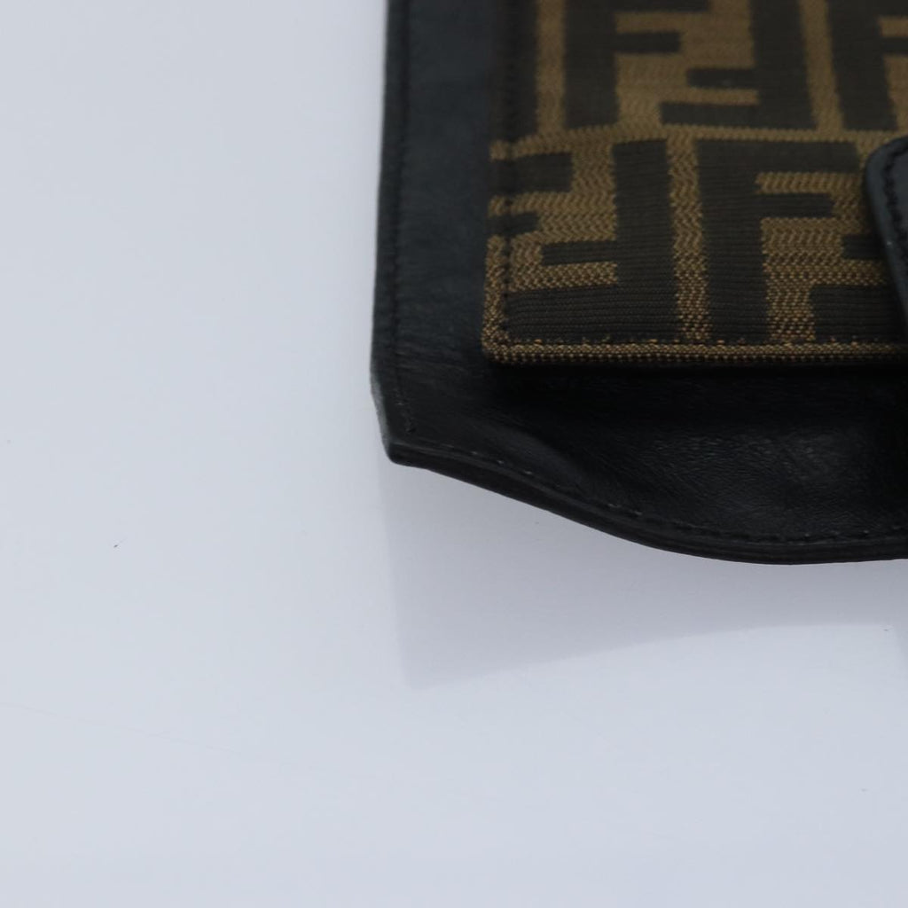 FENDI Zucca Canvas Shoulder Bag Leather Black Gold fm3729