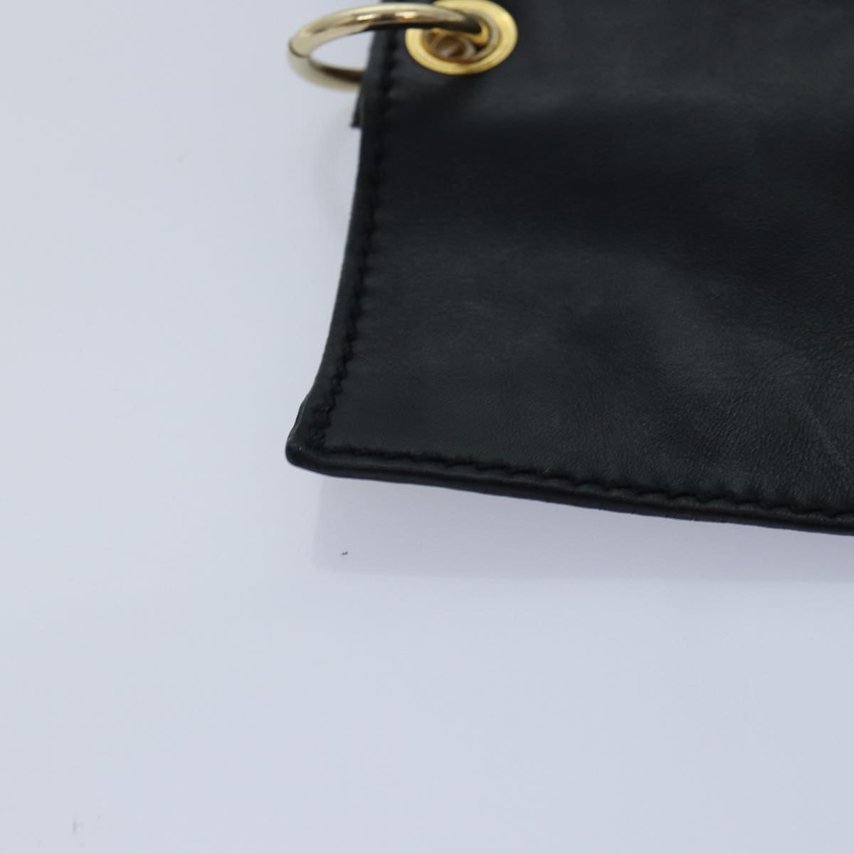 FENDI Zucca Canvas Shoulder Bag Leather Black Gold fm3729