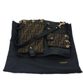 FENDI Zucca Canvas Shoulder Bag Leather Black Gold fm3729