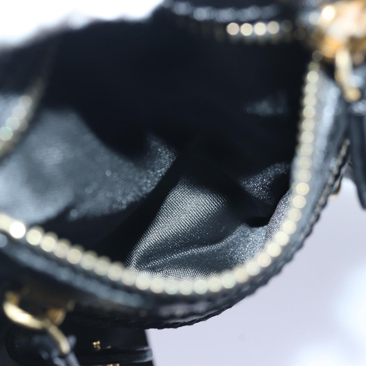 FENDI Zucca Canvas Shoulder Bag Leather Black Gold fm3729
