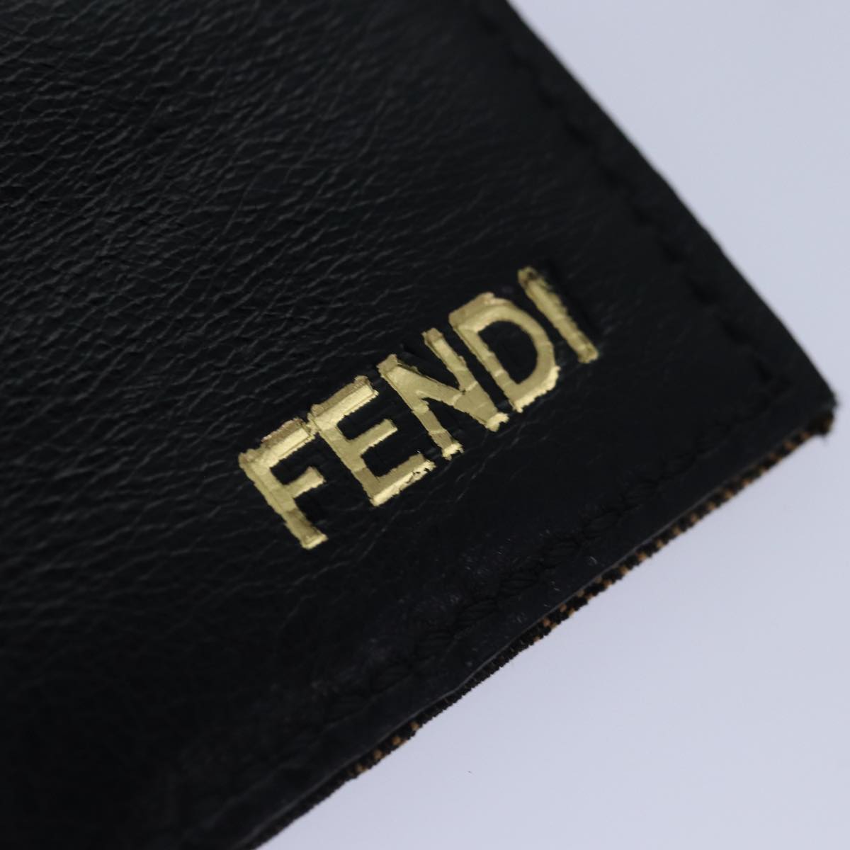 FENDI Zucca Canvas Shoulder Bag Leather Black Gold fm3729
