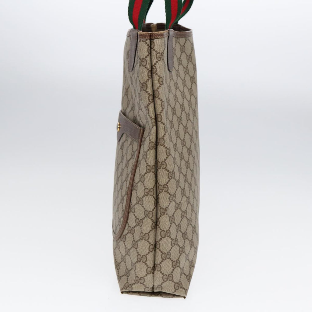 GUCCI GG Supreme Web Sherry Line Tote Bag PVC Beige 39 02 003 fm3734